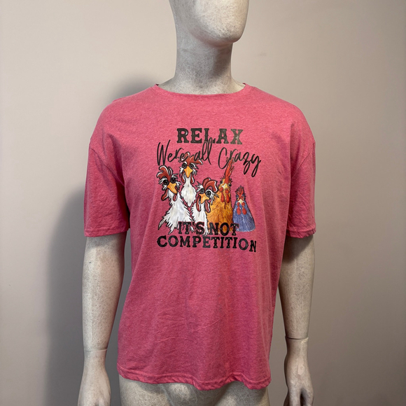 Other - Shein Men's Small Red Crazy Chicken Graphic Short Sleeve T-Shirt NIB